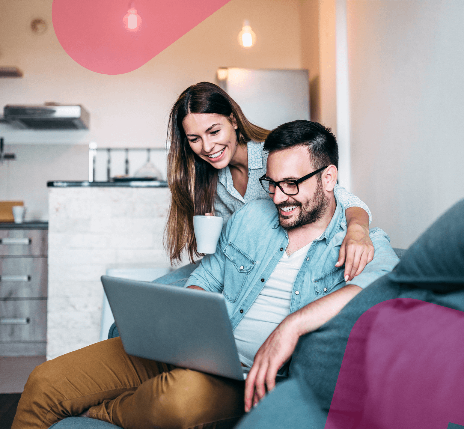 Couple using laptop